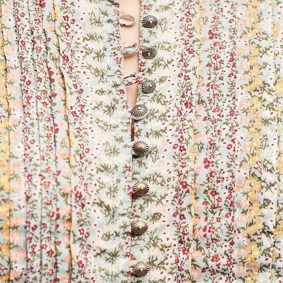Maeve Anthropologie Gelise Button Blouse Pleated Floral Women’s Sz Small NWT - Picture 7 of 10